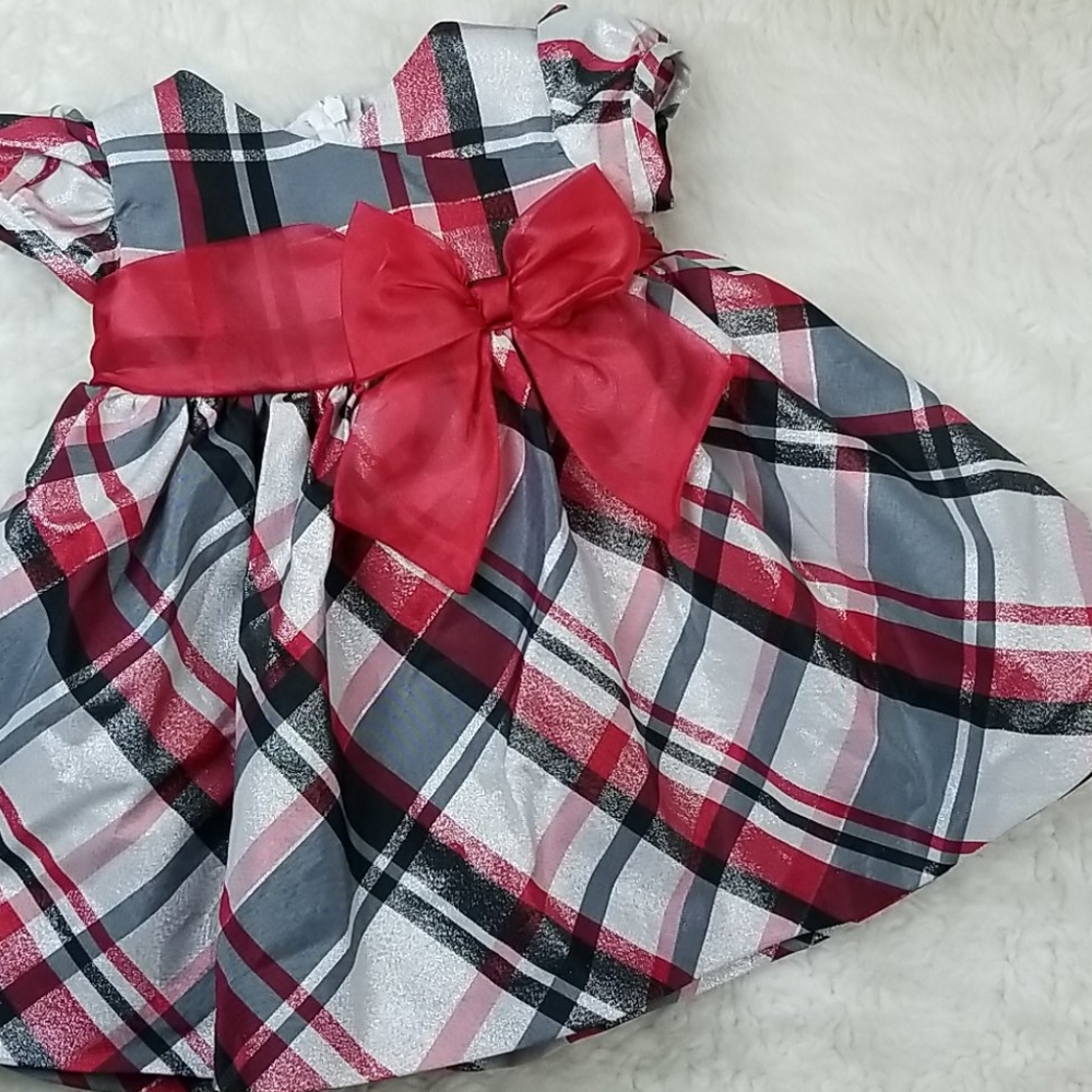 Bonnie Baby Metallic Plaid Dress